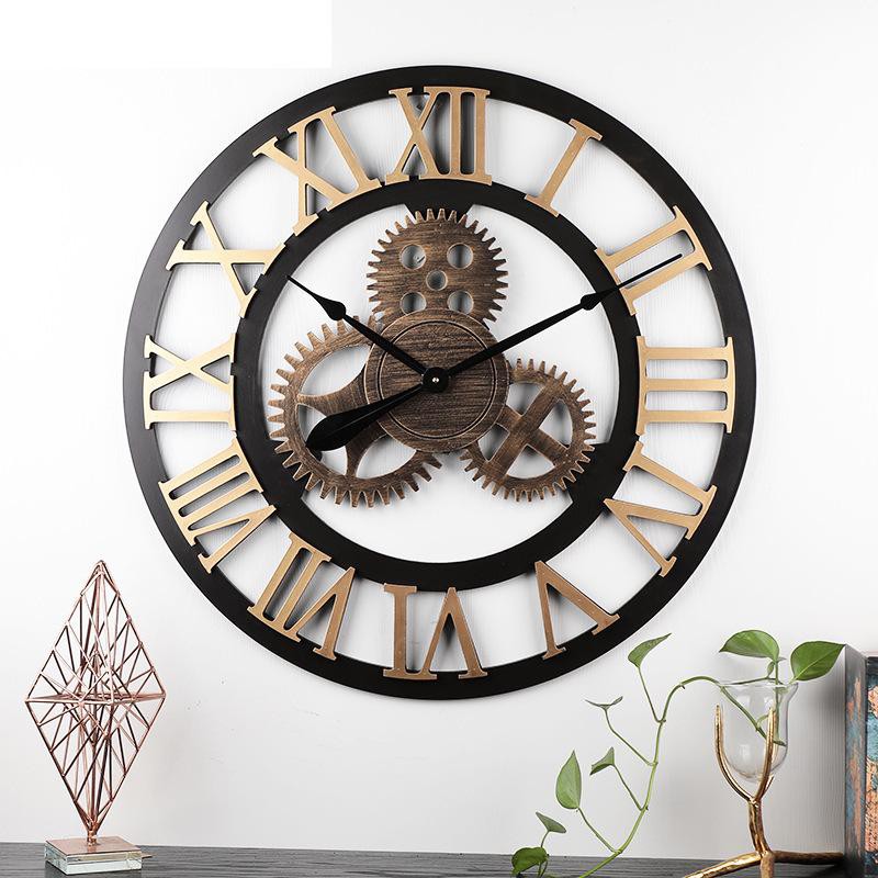 Nordic Sitting Room Bedroom Creative Clock 3D Decorative Iron Wall Clock Roman Numerals Design