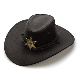 ▽▥Western Cowboy Hat Retro Sheriff S Badge Horseba Travel Fishing Sunshade Sun Belt Wind Rope Topi #1