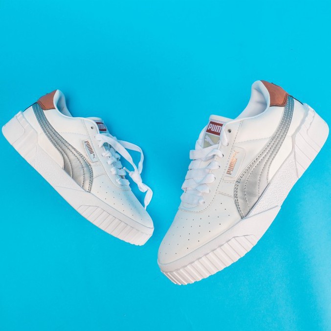 puma cali white silver