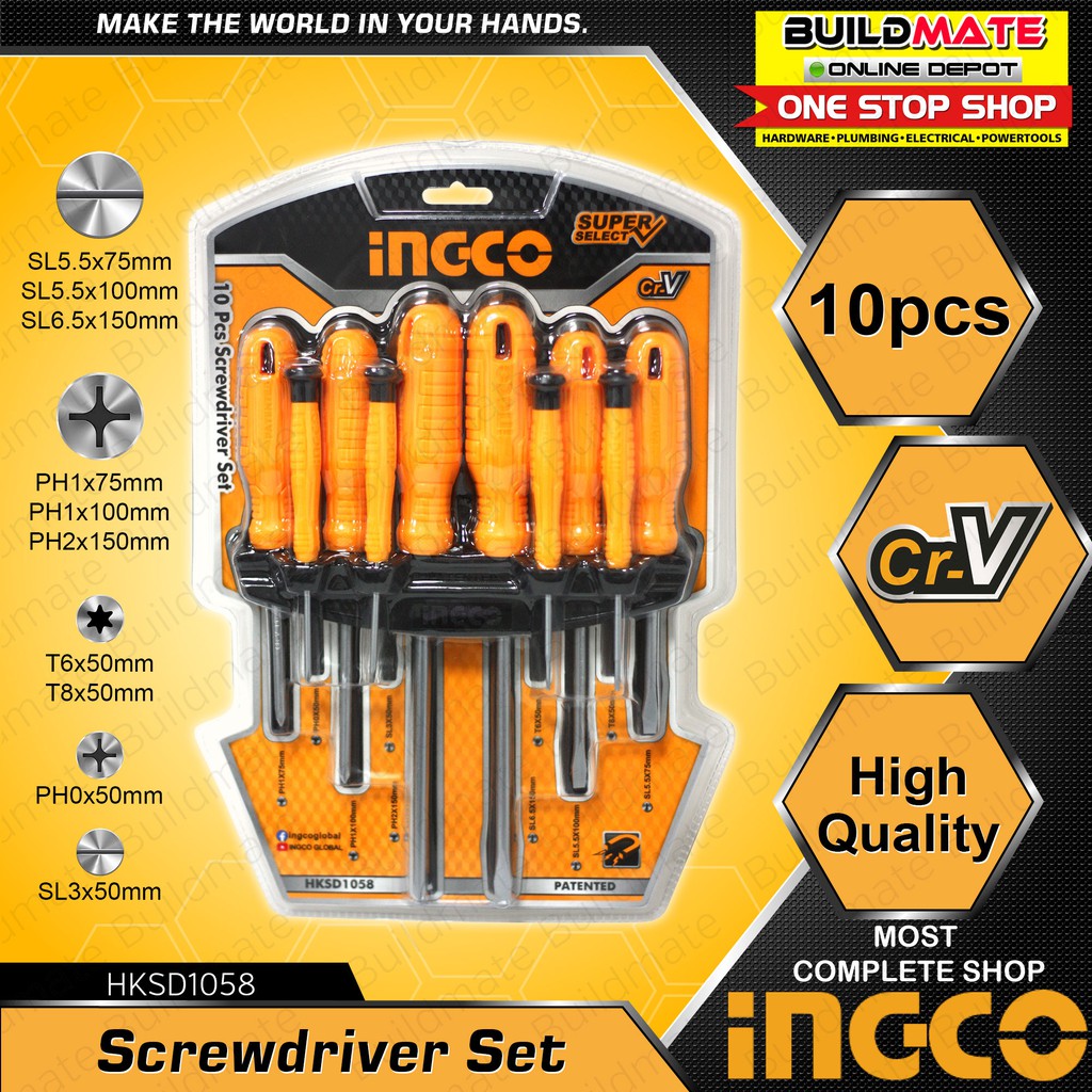 INGCO 10 PCS Screwdriver and Precision Screwdriver Set HKSD1058