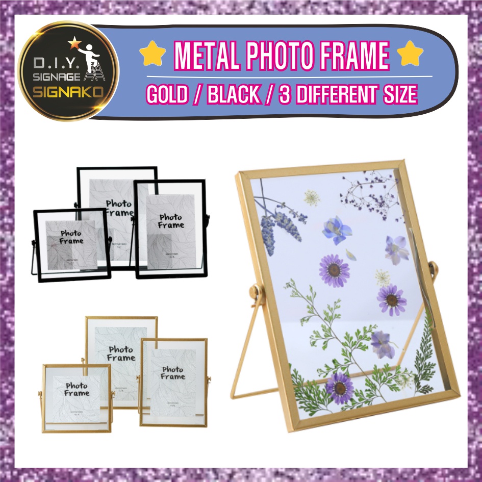 Metal Photo Frame /Black Gold Glass Picture Frames Decor Wedding Baby Flower Christmas Gift