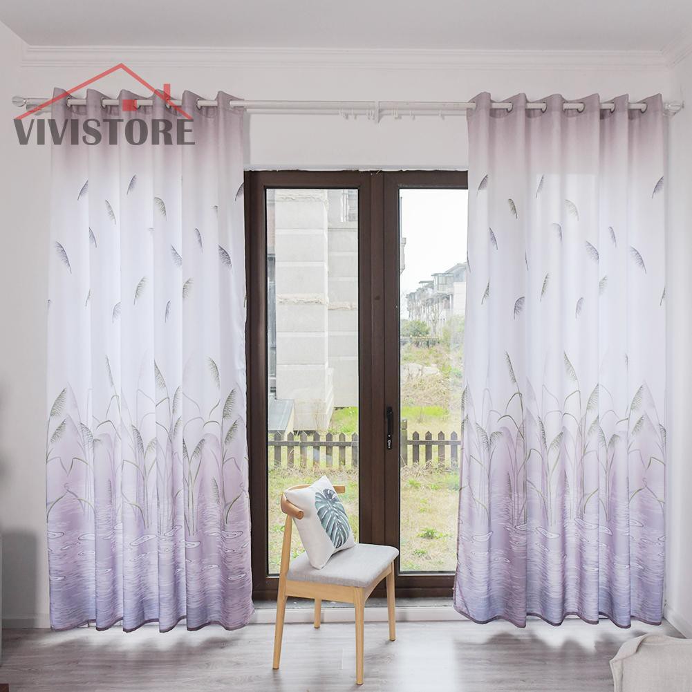 Vv2019 New Style Reed Printed Semi Blackout Curtains Home Bedroom Windows Decorative Drapes