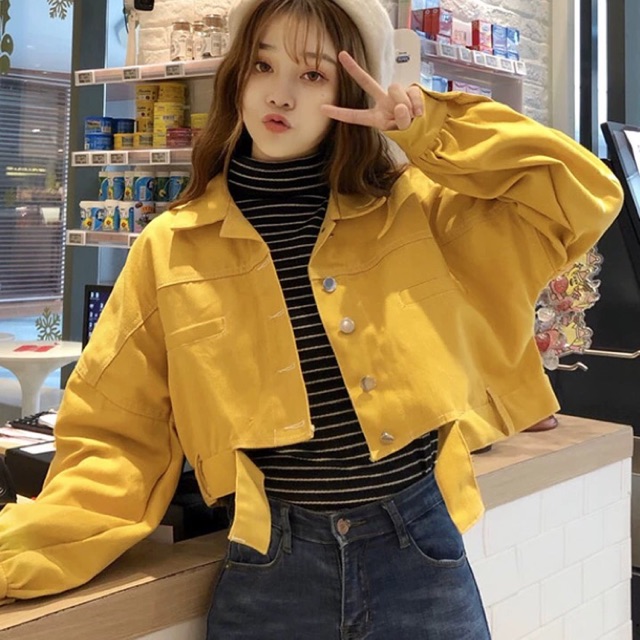 dark yellow denim jacket