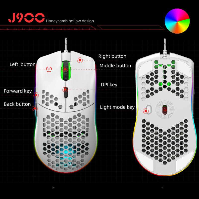 Wireless Mouse Hxsj J900 Usb Wired Gaming Mouse Rgb Gamer Mouses With Six Adjustable Dpi Honeycomb H Shopee Philippines