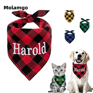Dog Bandana Scarf for Dogs Personalized Plaid Printed Name Custom Buffalo Necklace Triangle Cat Pet Bandana Bib Dog Accessories for Shih Tzu Birthday Clothes