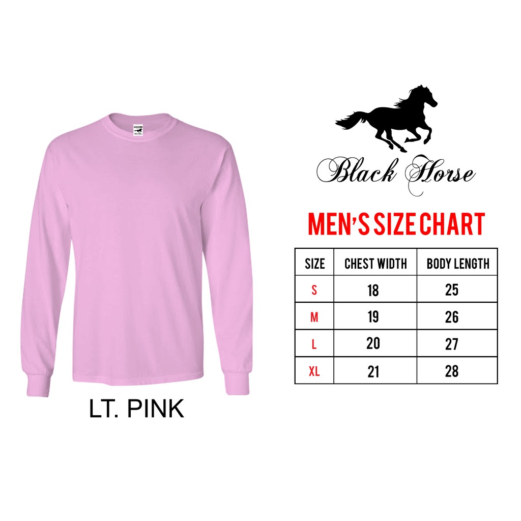 Black Horse Longsleeves Plain Shirt Unisex Adult ( LT.PINK ) Shopee