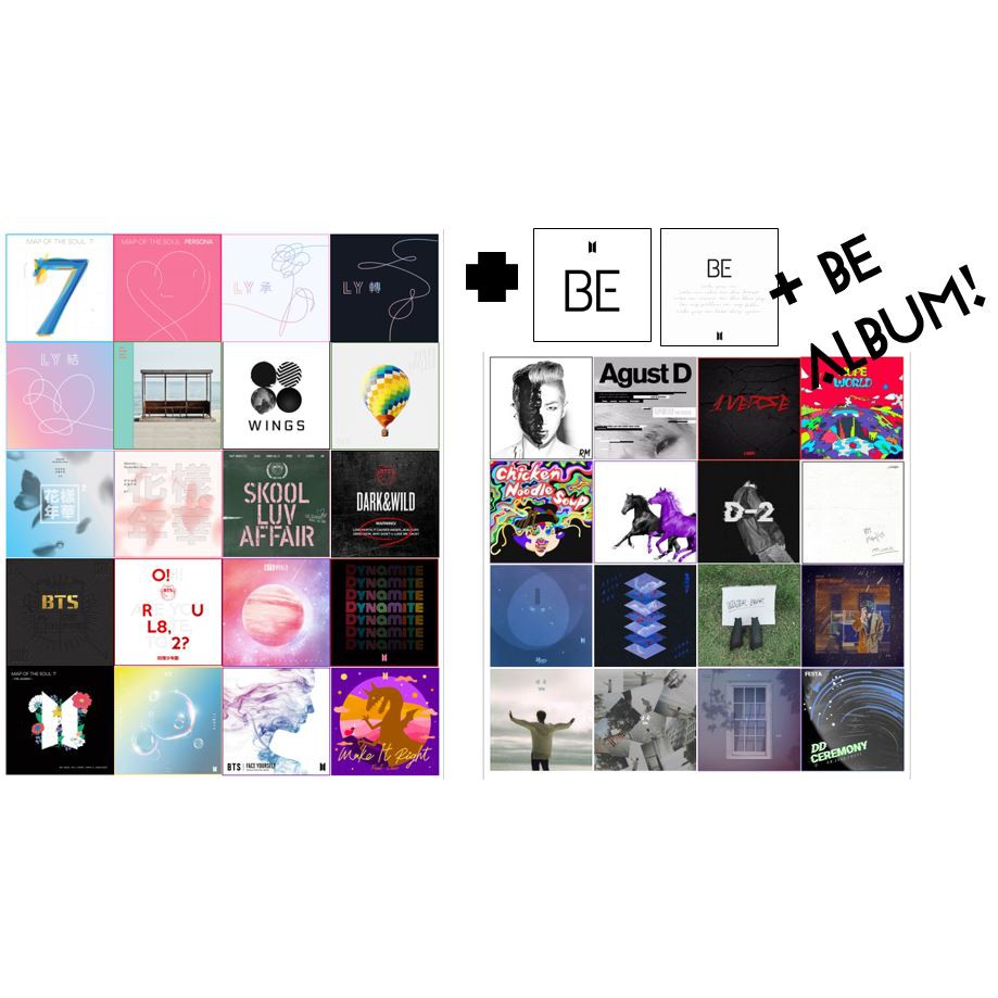 BTS album covers sticker set (INCLUDING BE ALBUM) total