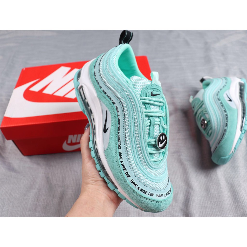 mint green running shoes