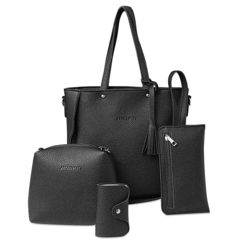 2022Ladies Korean Leather 4in1 Set Shoulder Bag Korean Classic Leather