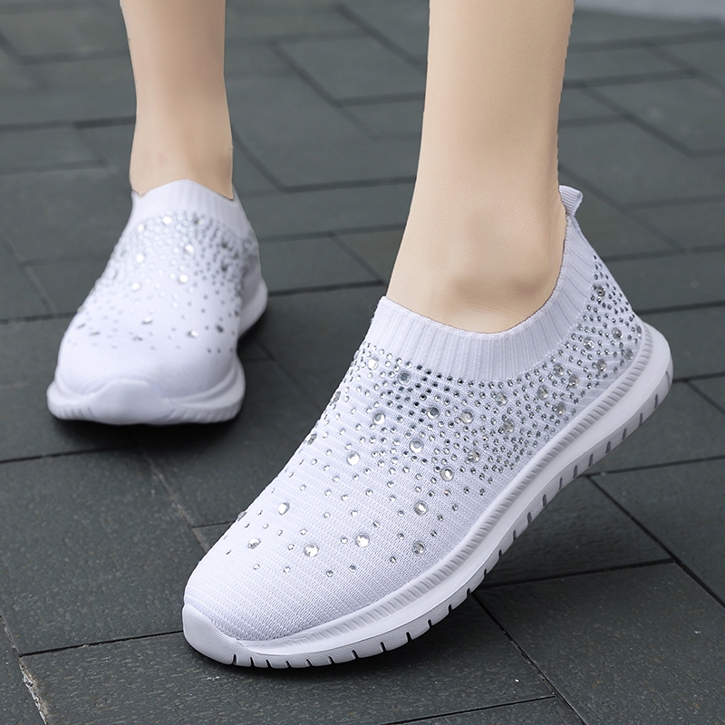 rhinestone slip on sneakers