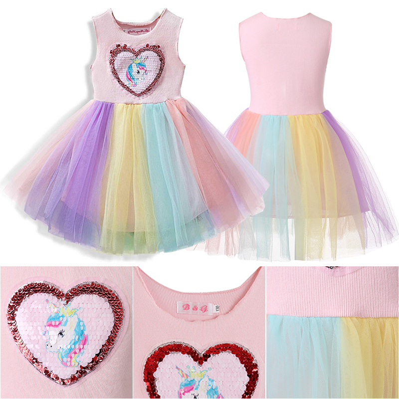 Unicorn Sleeveless Rainbow Dress for Kids Girl Holiday Birthday Party ...