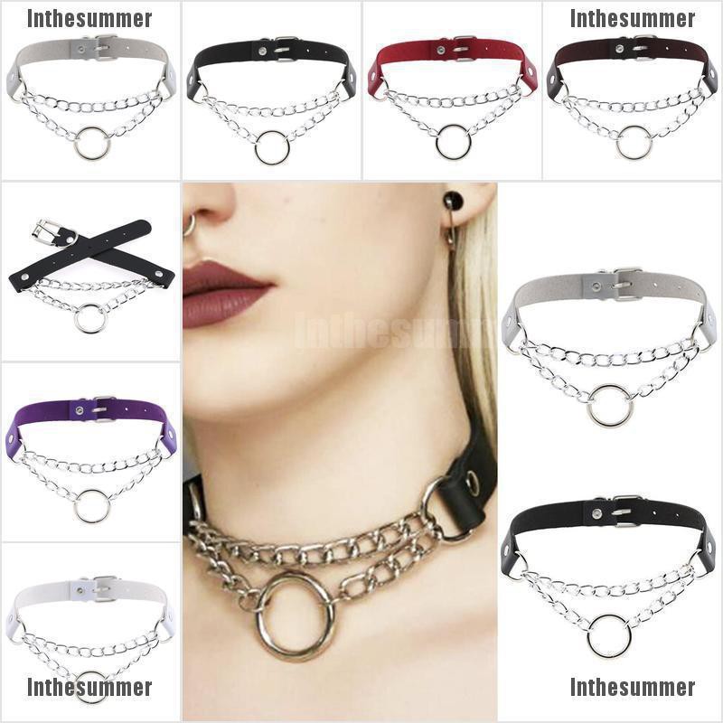 Black Choker Necklace Long Extended Punk Goth Choker Gothic Classic Pu Leather Collar Choker O Ring With Metal Chain For Girls Women Men Mimbarschool Com Ng