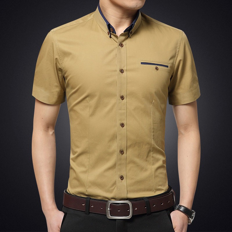 Lengan Pendek Baju Lelaki Baju Rasmi Perniagaan Korea Kasual Khaki Kemeja Lelaki Baju Baju Slim M 5xl Shopee Philippines