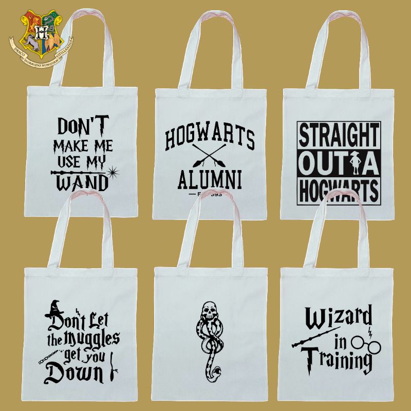Harry Potter Hogwarts Canvas Tote Bags Shopee Philippines