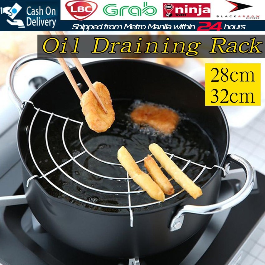 Stainless Steel Oil Draining Rack Pot Steamer Frying Tray Oil Drain