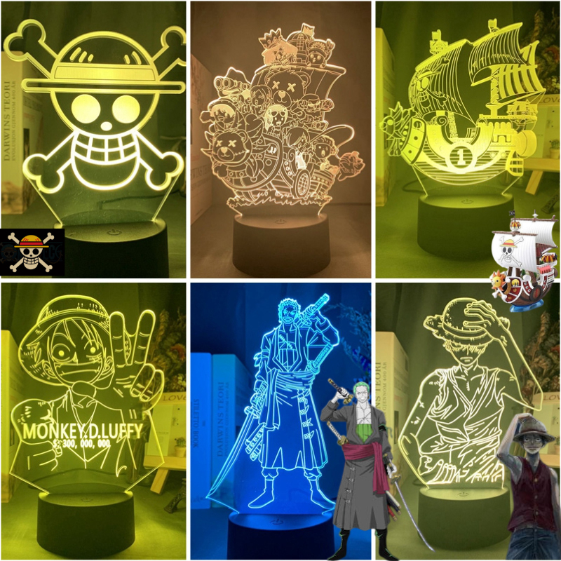 ONE PIECE Night Light Bedsize Anime Lamp 3D LED 7 Colors Change Night