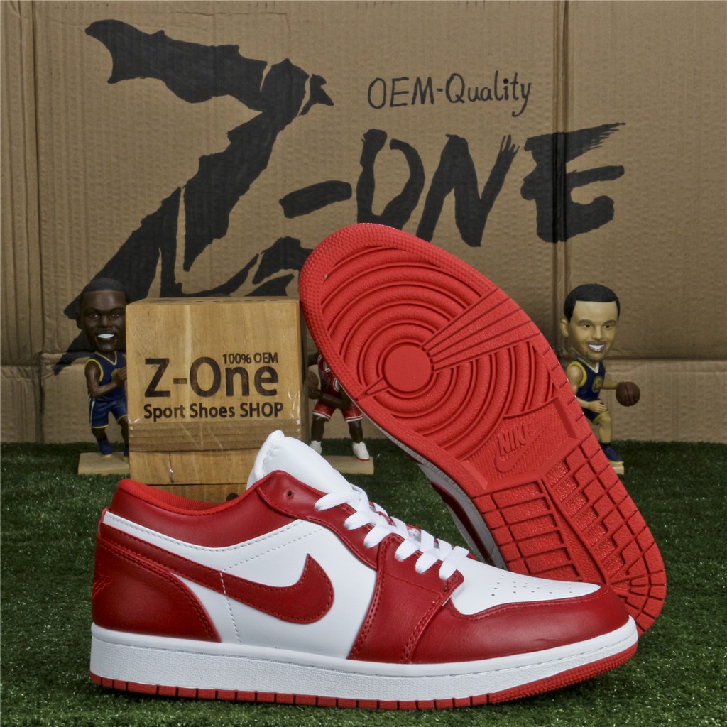 Nike Air Jordan 1 Low Basketball Shoes For Men Low Cut Red White Shopee Philippines