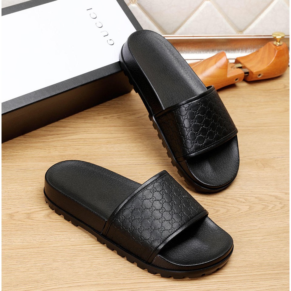 gucci mens black slides
