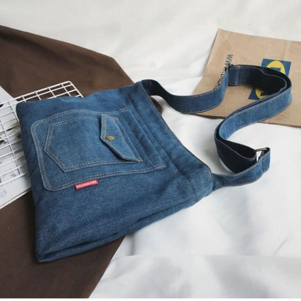 Denim Sling Bags Canvas Jeans Men Women Messenger Bag Small Lightweigh Crossbody Bag Beg Silang Lelaki Kain Jean Anna2u
