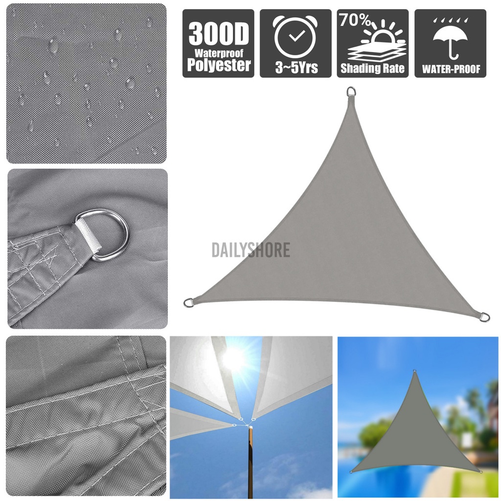 2X2X2M 300D Triangle Sun Shade Sail Garden Patio Awning Canopy