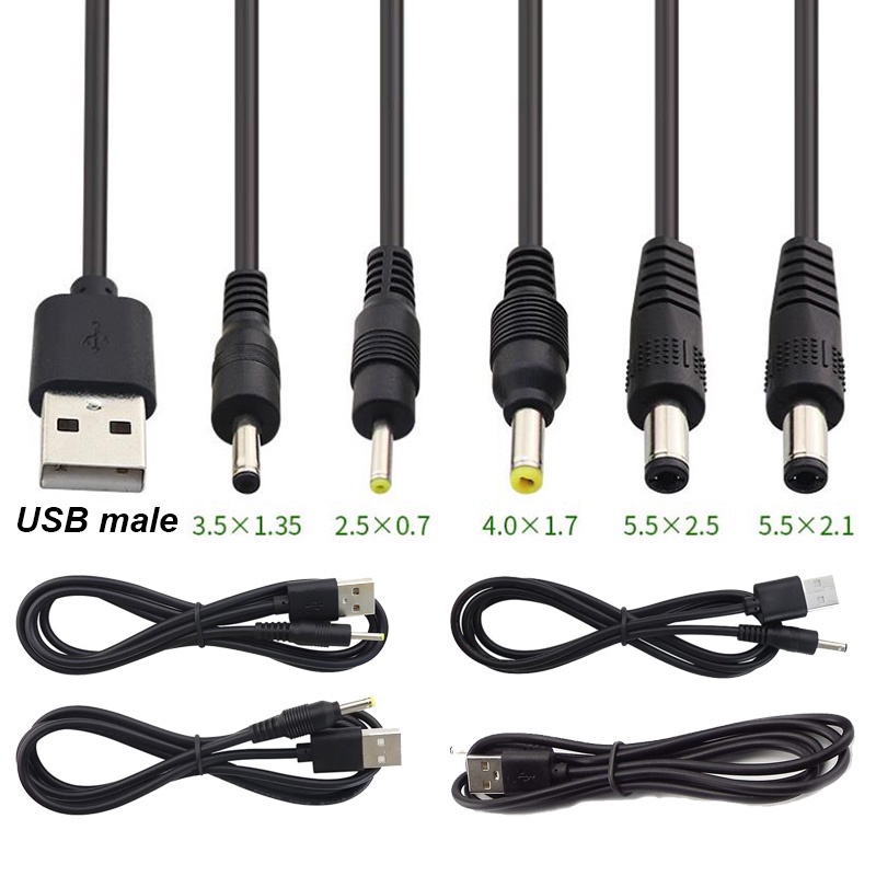 1m DC Charging Cable 22AWG 3A 5V USB 2.0 type A Male to DC Plug Charger