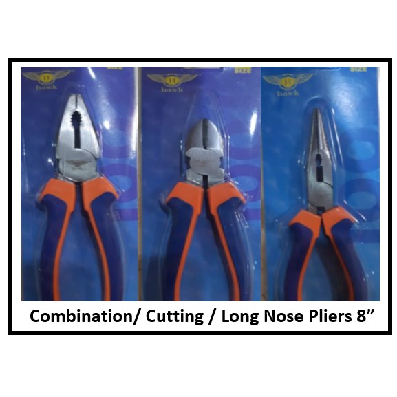 Combination Pliers / Long Nose Pliers / Side Cutting Pliers 8" BIG Hawk