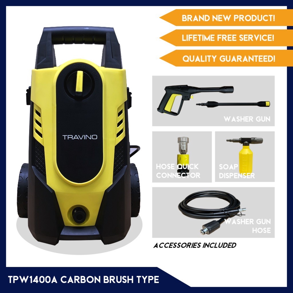 Travino Portable Pressure Washer Carbon Brush Type TPW1400A Shopee