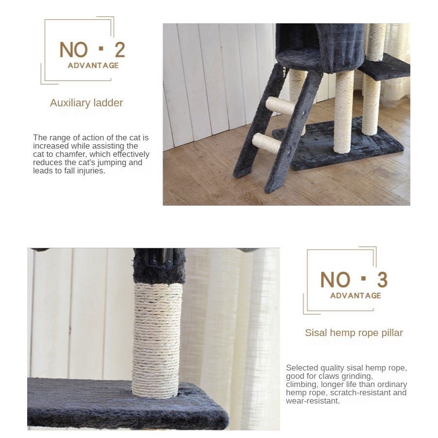 [On Stock]Pet Cat Tree House tower Luxury Nature Sisal Large Cat Climbing Frame Scratcher cat 2COLOR