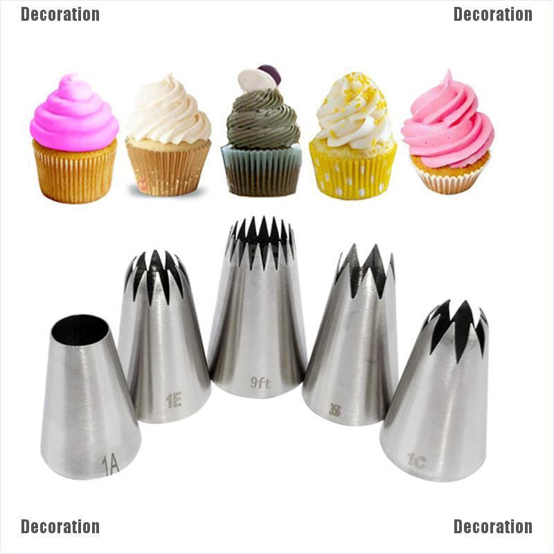 5x Large Stainless Steel Cake Cream Icing Nozzle Cupcake Head Dessert Decorat/_UK
