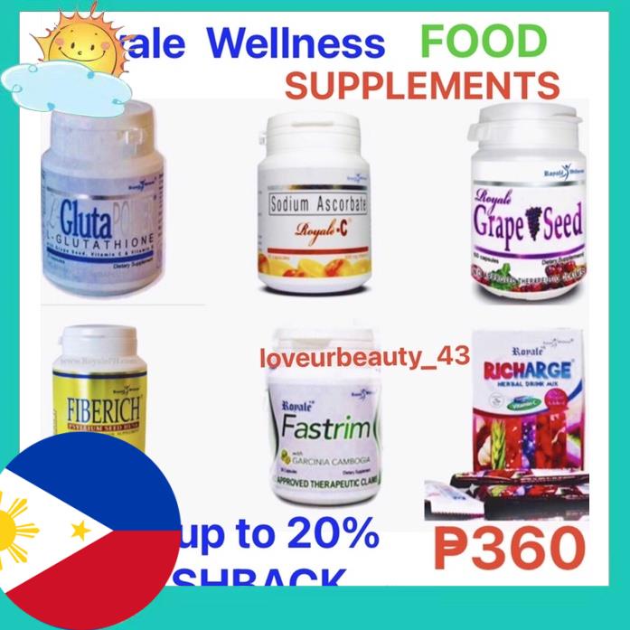 100 AUTHENTIC ROYALE FOOD SUPPLEMENTS, LGLUTATHIONE,GRAPESEED, ROYALE