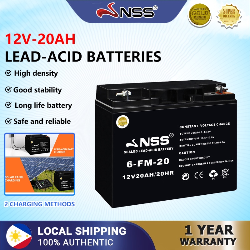 NSS Sealed Lead Acid Battery 6-FM-12 12V 20AH/20HR Solar Battery Backup ...