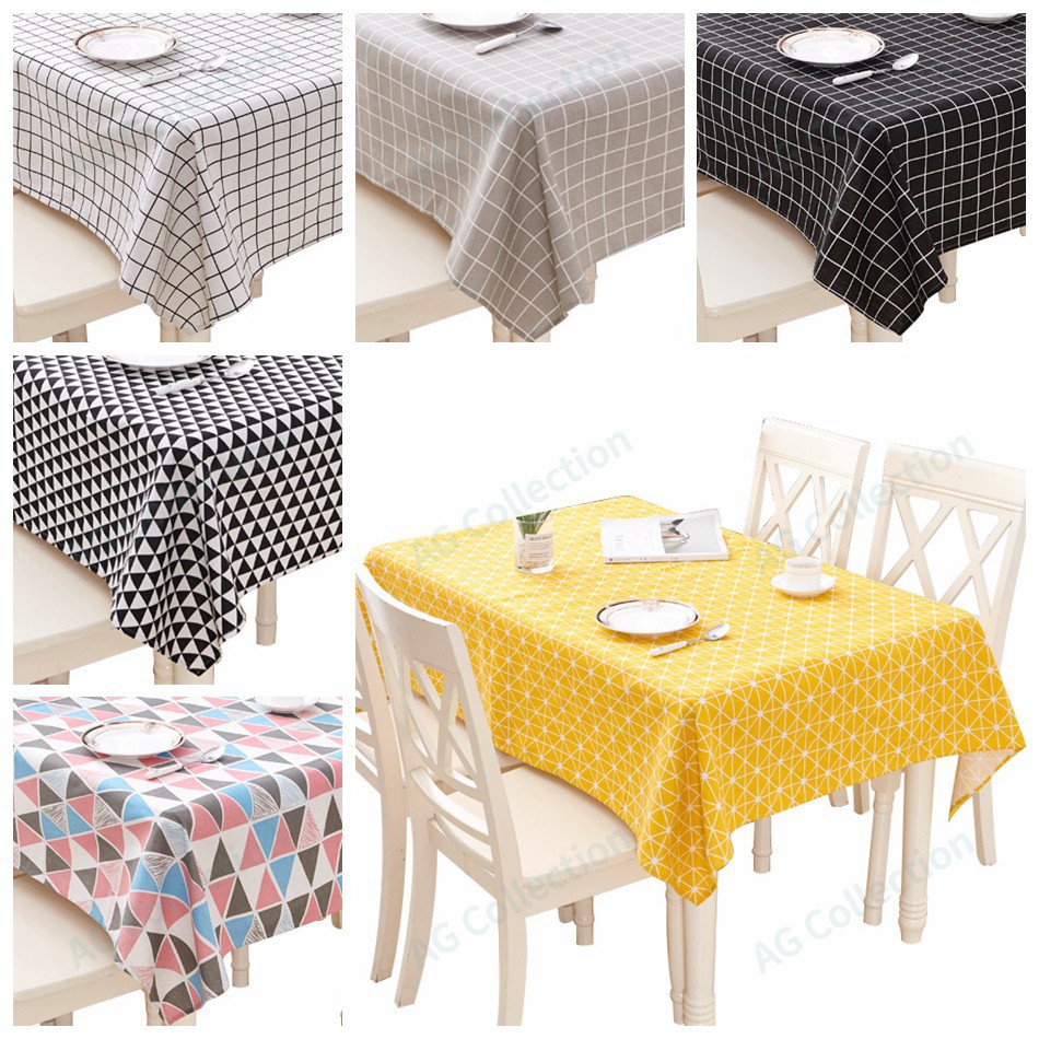 yellow and grey tablecloth