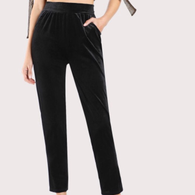 black velvet cigarette pants