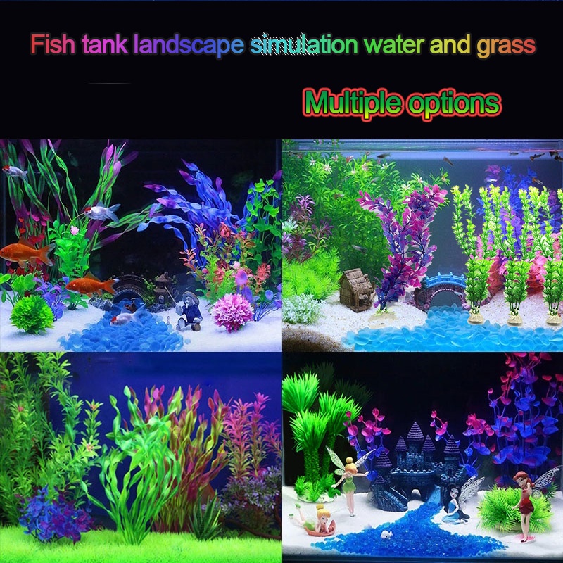 Artificial Aquarium Plastic Fake Green Grass Plant Fish Tank Decor Ornament