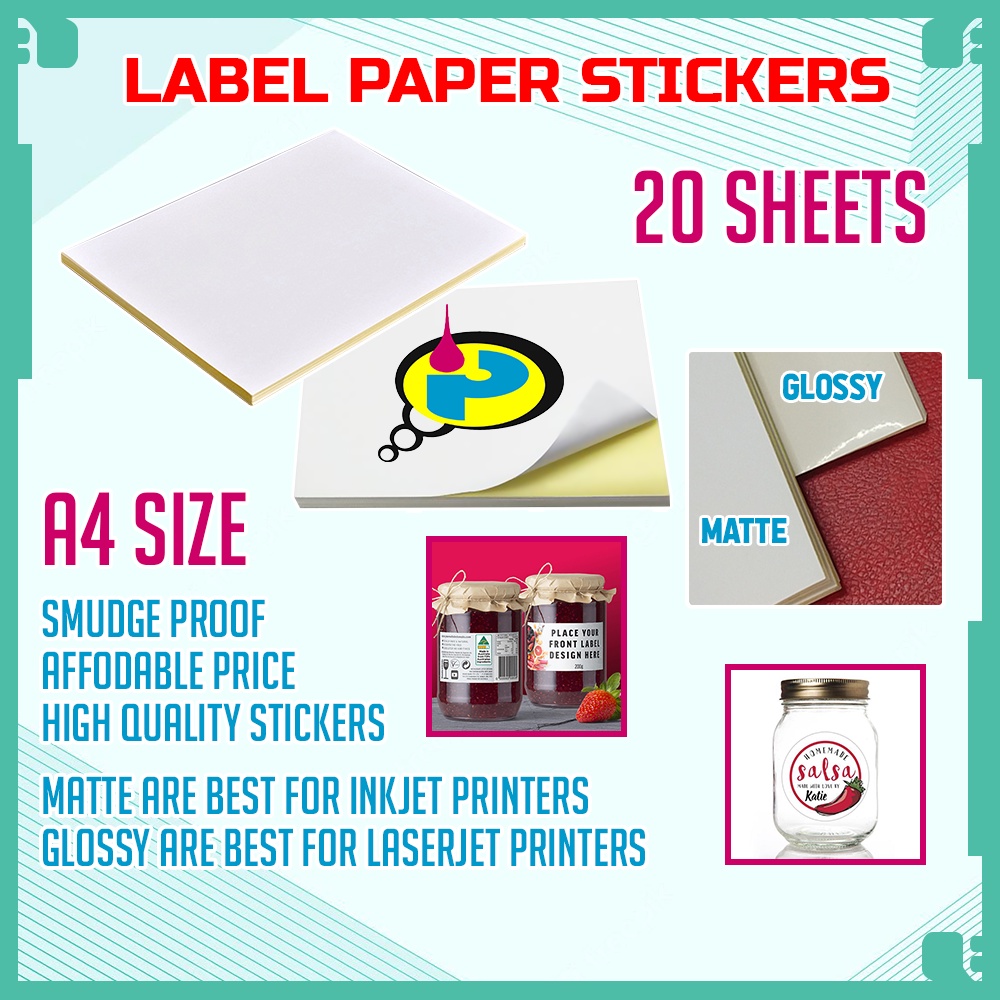 A4 blank white glossy matte self-adhesive label sticker label paper for ...