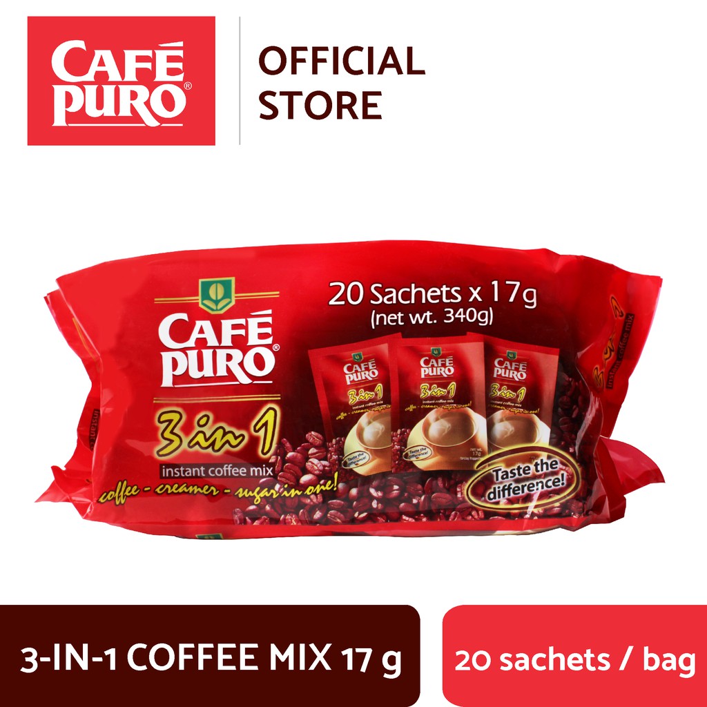 Cafe Puro 3In1 17g (20 Sachets / Bag) Shopee Philippines