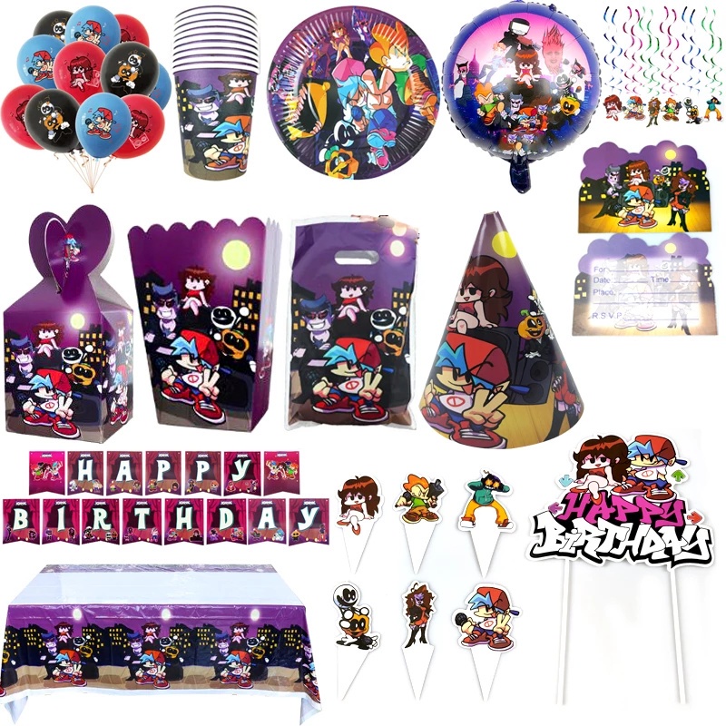 Friday Night Funkin Theme Party Need Cake Topper Lootbag Tablecover 