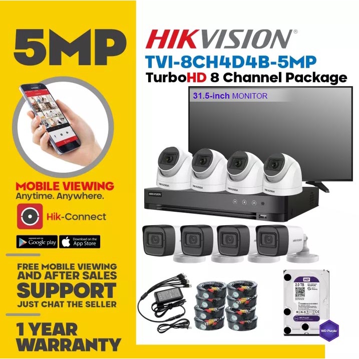 Complete Hikvision Channel Mp Cctv Package With Inch Fhd Monitor And Mobile Viewing