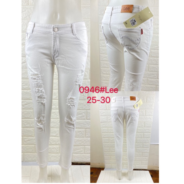 white lee jeans