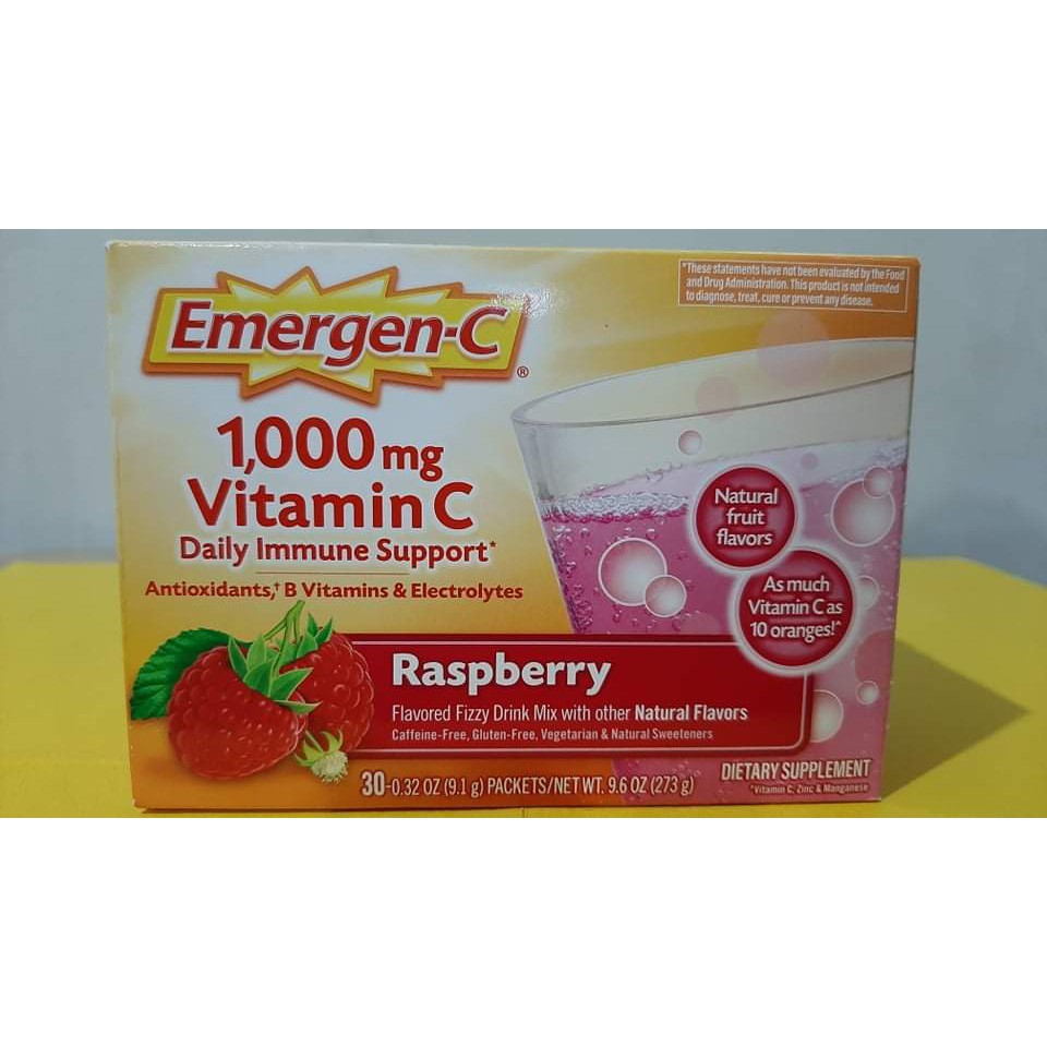 Emergen C Vitamin C Powder Drink 1000mg Raspberry 30 Packets B Vitamins Minerals Electrolytes Shopee Philippines