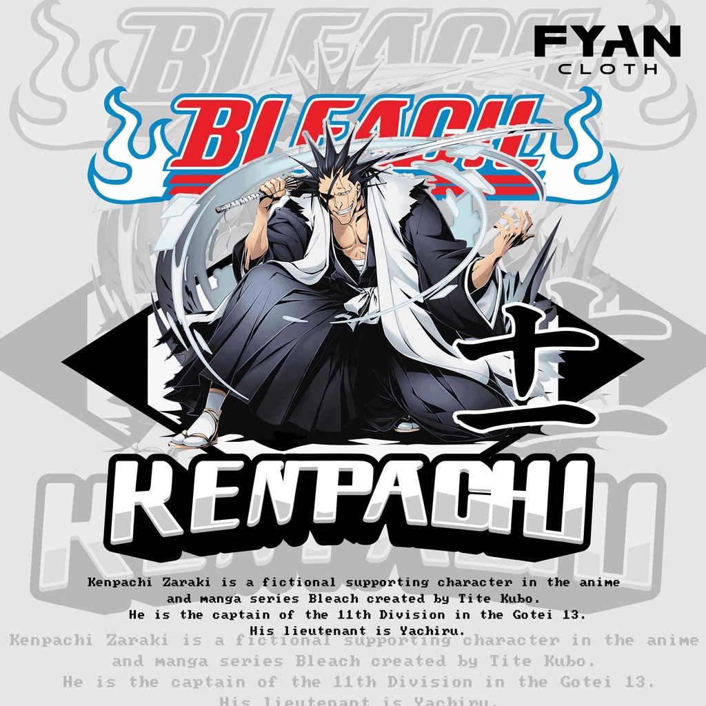 Custom Anime KENPACHI ZARAKI FREE Sticker Screen Printing