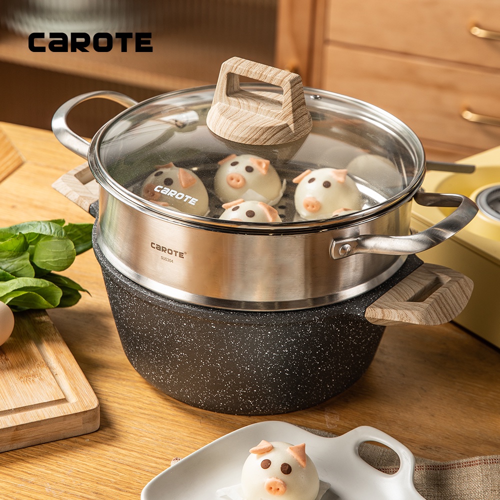 Carote NonStick Granite Stew pot casserole with cover egg Soup pot
