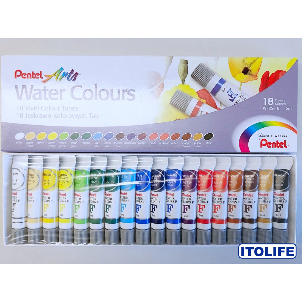 Pentel Watercolors 18 Colors Set WFRS-18- 1 Set | Shopee Philippines