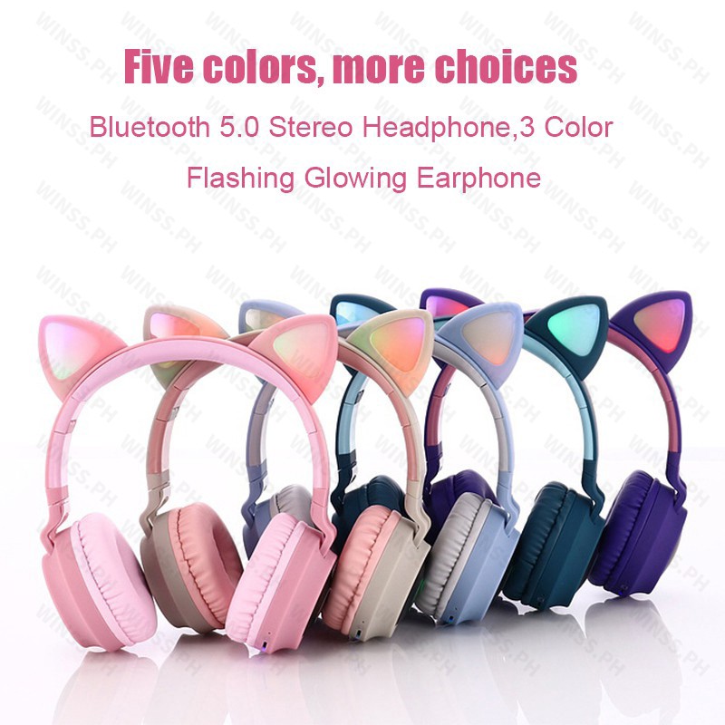 Cat Ear headset Super Bass bluetooth headphones colorful lights head