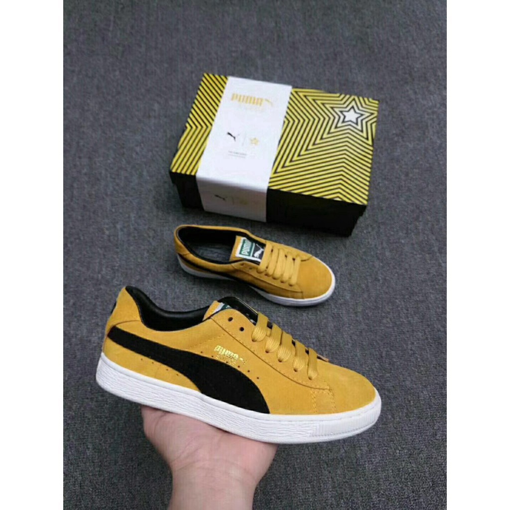 puma suede yellow black