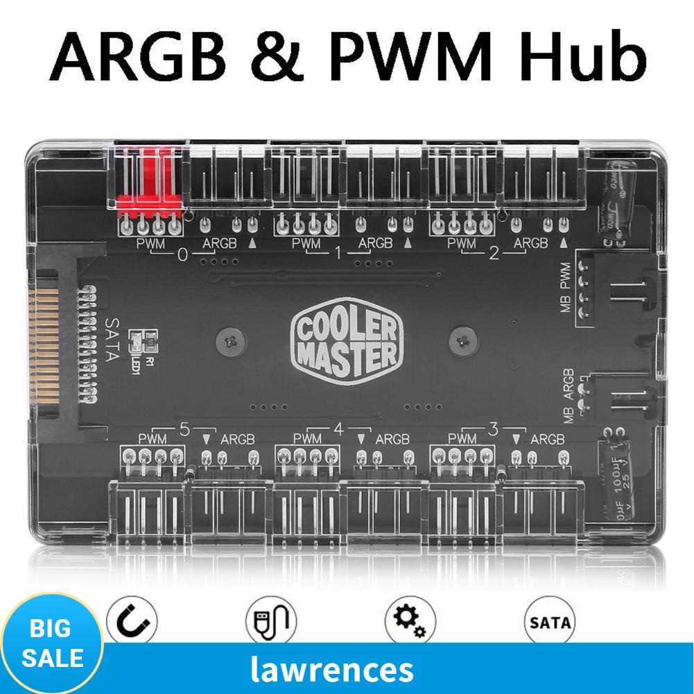 1 to 6 PWM ARGB Fan HUB Splitter 4 Pin PWM 3 Pin Addressable RGB
