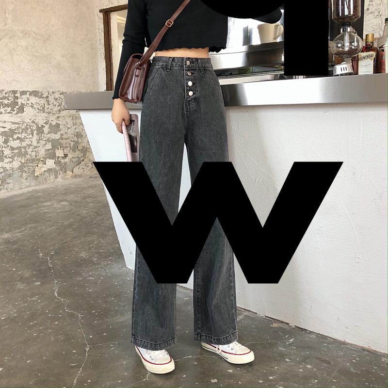 women's grey jeans straight leg