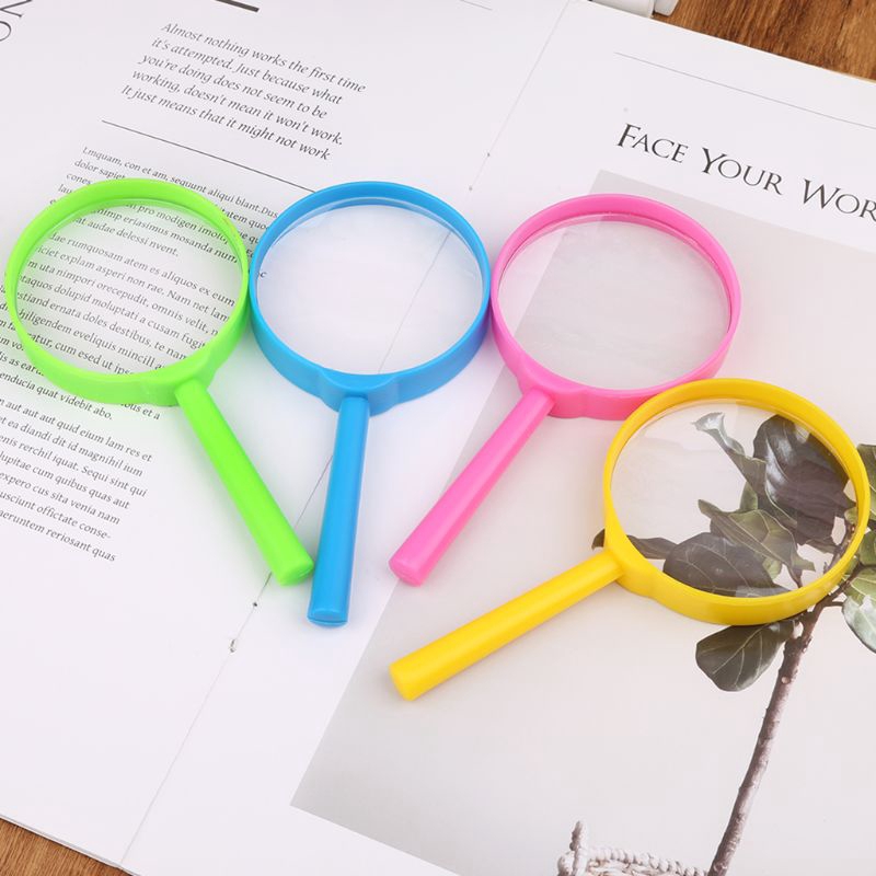 60mm color handheld magnifying glass 3X children's toy magnifying glass