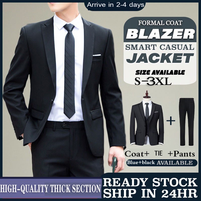ADO STOCK handsome Men Blazer Set Formal Trousers Business Office Slack ...