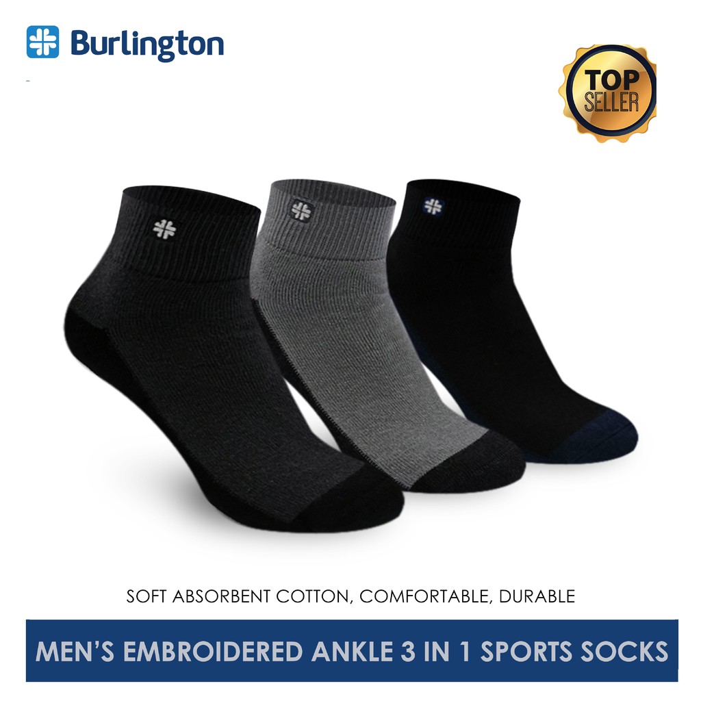 Burlington BMKSEG13 Men's Cotton Ankle Thick Performance Sports Socks 3